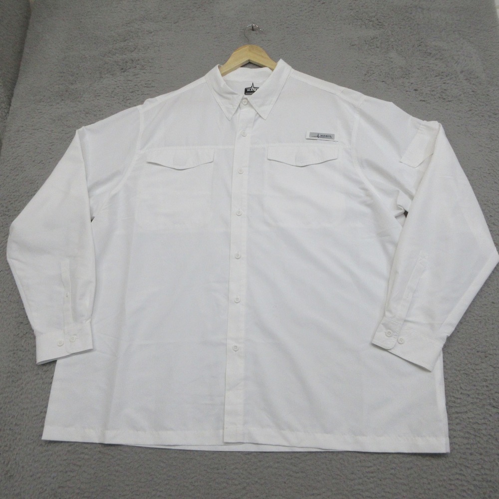 Habit Fishing Shirt Mens 2XL White Long Sleeve Gorpcore Coastal Utility Outdoor
